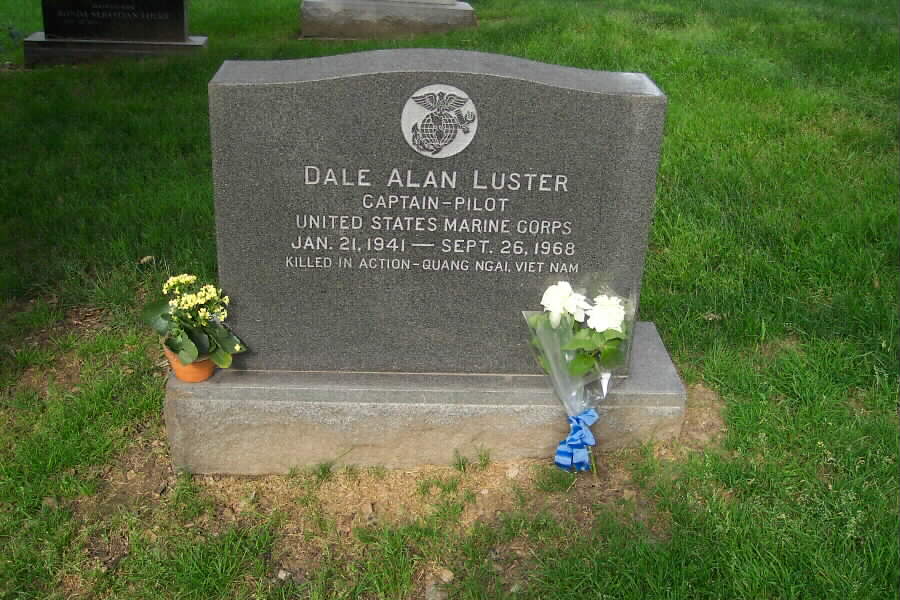 Dale Alan Luster was born in Chicago, Illinois, on January 21, 1941, to Mr. and Mrs. Wayman Luster. He grew up in Northbrook, Illinois, until his family moved to the northwest side of Chicago in 1955. He attended Taft High School where he joined the ROTC and attained the rank of Major, graduating in June of 1958. Dale was also attached to a local Civil Air Patrol unit. He then attended Northwestern University on the Naval ROTC Scholarship Program selecting the Marine Corps option after his sophomore year. He attained the rank of Battalion Commander. In his senior year, he received the Frank Knox Sword award for displaying the highest leadership qualities for the four year course. Upon graduation in 1962, he was commissioned a Second Lieutenant in the United States Marine Corps. He then completed Basic Jet and Advanced Flight Training and was awarded his Wings of Gold. In December of 1963, Dale was united in marriage to Mary O'Hare in a military ceremony. They met during high school and continued to see one another through college and early military service. Dale's first tour of duty in Vietnam was from February, 1965 through April, 1966, where he was stationed at Chu Lai. He flew the A4C and later the A4E fighter planes. Near the end of his service commitment, he extended his service contract and volunteered to return for a second tour in Vietnam. His second tour started in October, 1967, and this time he was assigned to Marine Attack Squadron 121, Marine Aircraft Group Twelve, First Marine Aircraft Wing at Chu Lai where he flew the A4E Skyhawk. During this tour, Dale was also assigned temporary duty as the Air Liaison Officer for the Second Battalion, Third Marine Regiment headquarted in Hue Phu Bai. During Dale’s time with the 2/3, the battalion operated just south of the DMZ from Khe Sanh to Dang Ha and Con Thien. Dale completed his tour with 2/3 early in September and returned to Chu Lai to resume flying duties. On September 26, 1968 Dale and his wingman were providing close air support for a U.S. Army unit which was under heavy attack by a numerically superior enemy force. This engagement occurred during Operation Wheeler Wallowa near Tam Ky in the Quang Ngai province of South Vietnam. The Army soldiers were pinned down and had sustained numerous casualties. Dale made several runs dropping his ordnance within 30 meters of the friendly forces. On one of these runs, just at ordnance release, his wingman saw his aircraft roll sharply to the left and impact the ground in a nose low attitude, having been hit by intense hostile fire. There was no evidence of ejection. As a result of his superior airmanship, the Army unit was able to withdraw from an untenable position. Dale flew 200 missions during his two tours in Vietnam and had served six years in the United States Marine Corps. He was posthumously awarded the Distinguished Flying Cross and the Purple Heart.