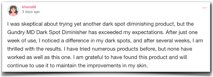 Dark Spot Diminisher experience